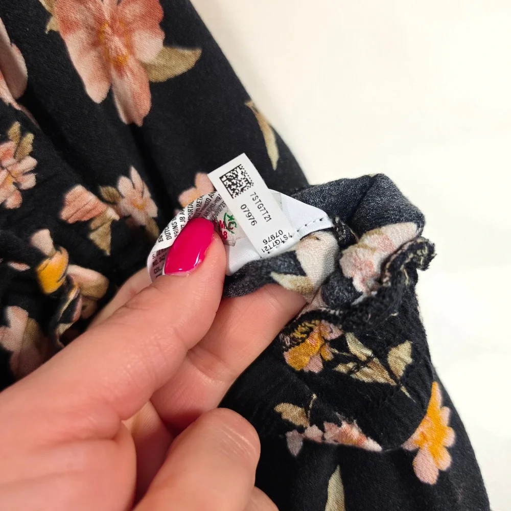 American Eagle Shorts Womens L Black Floral Boho Cottagecore Romantic‎ Festival